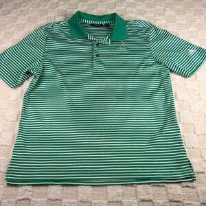 Mens Pinehurst Adidas Golf Polo Shirt Green White Striped Short Sleeve M